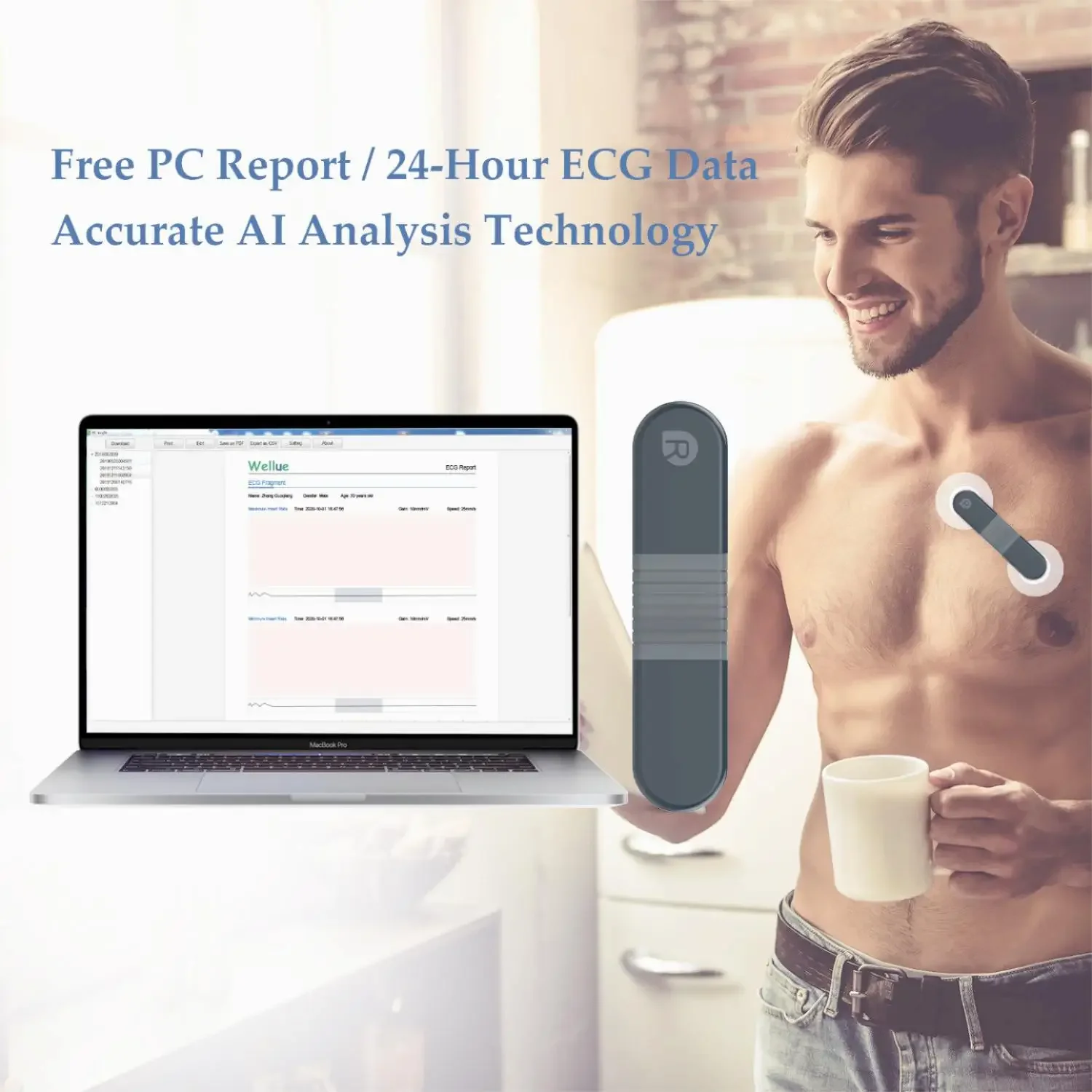 Perekam Dinamis Bluetooth Nirk - Ecg Patch Monitor ulasan dan harga